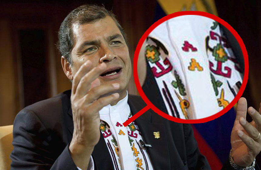 Descubren mensajes subliminales en las camisas del presidente Correa