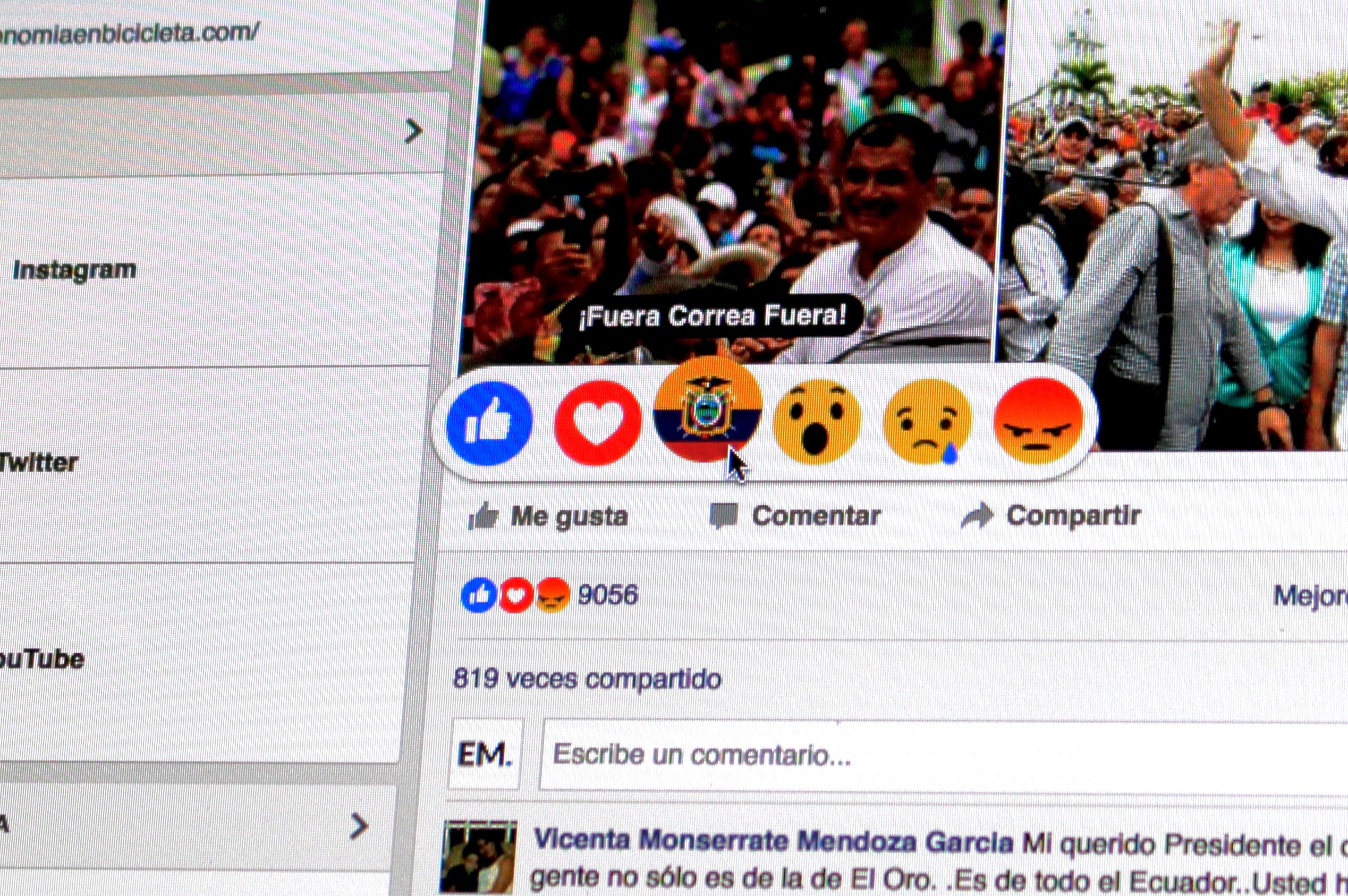 Facebook agrega el botón "¡Fuera Correa Fuera!"