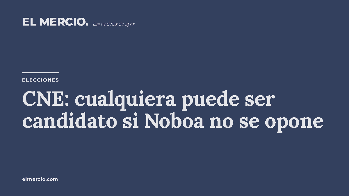 CNE: cualquiera puede ser candidato si Noboa no se opone